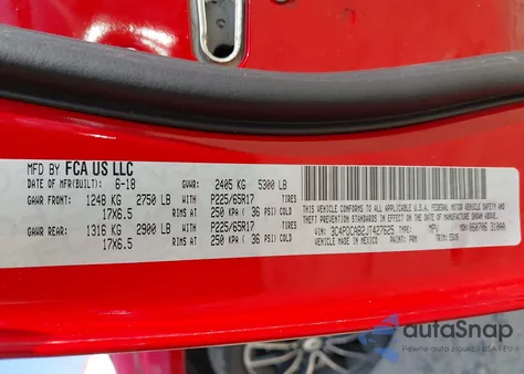 2018 Dodge Journey Se z USA, uszkodzony, nr VIN 3C4PDCAB2JT427625